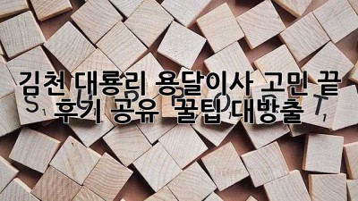 김천 대룡리 용달이사🚚💨 고민 끝! 후기 공유 & 꿀팁 대방출🍯